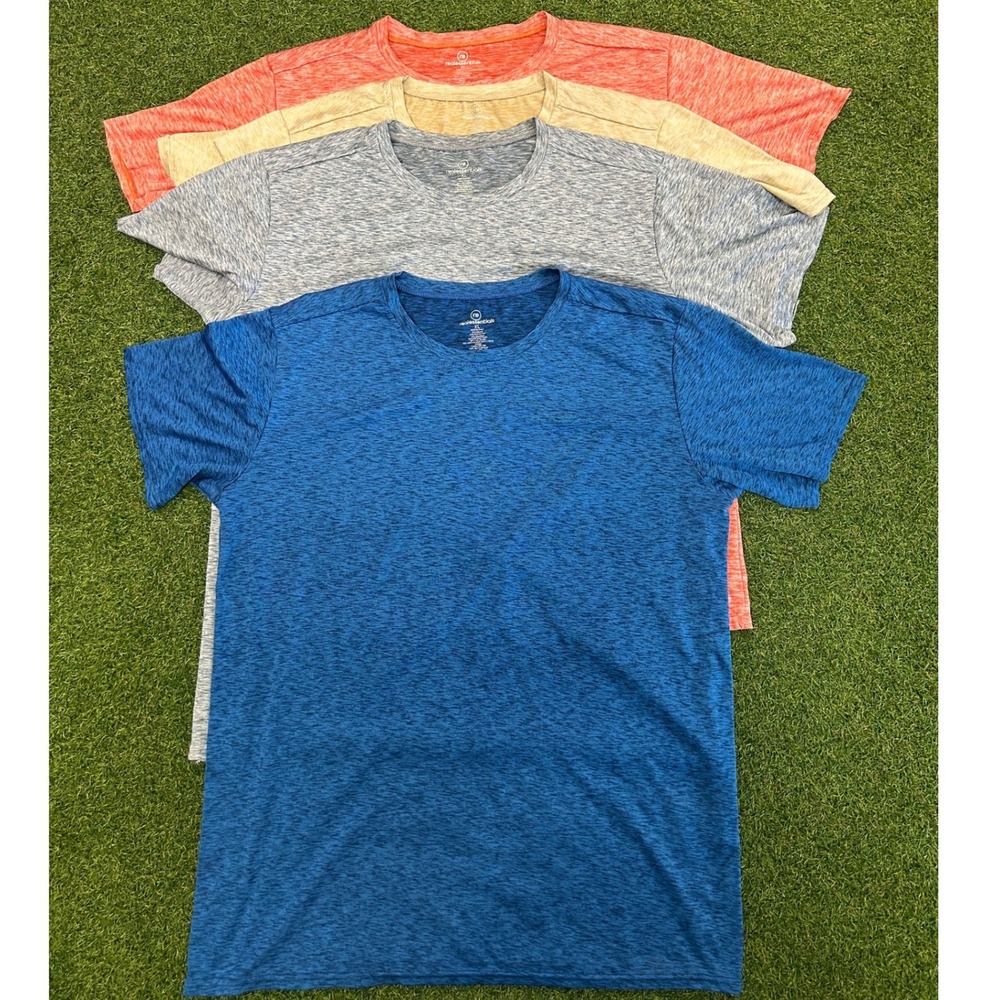Real Essentials Mens Activewear T-Shirt Lot 4 Pack Space Dye Heather XL Stretch